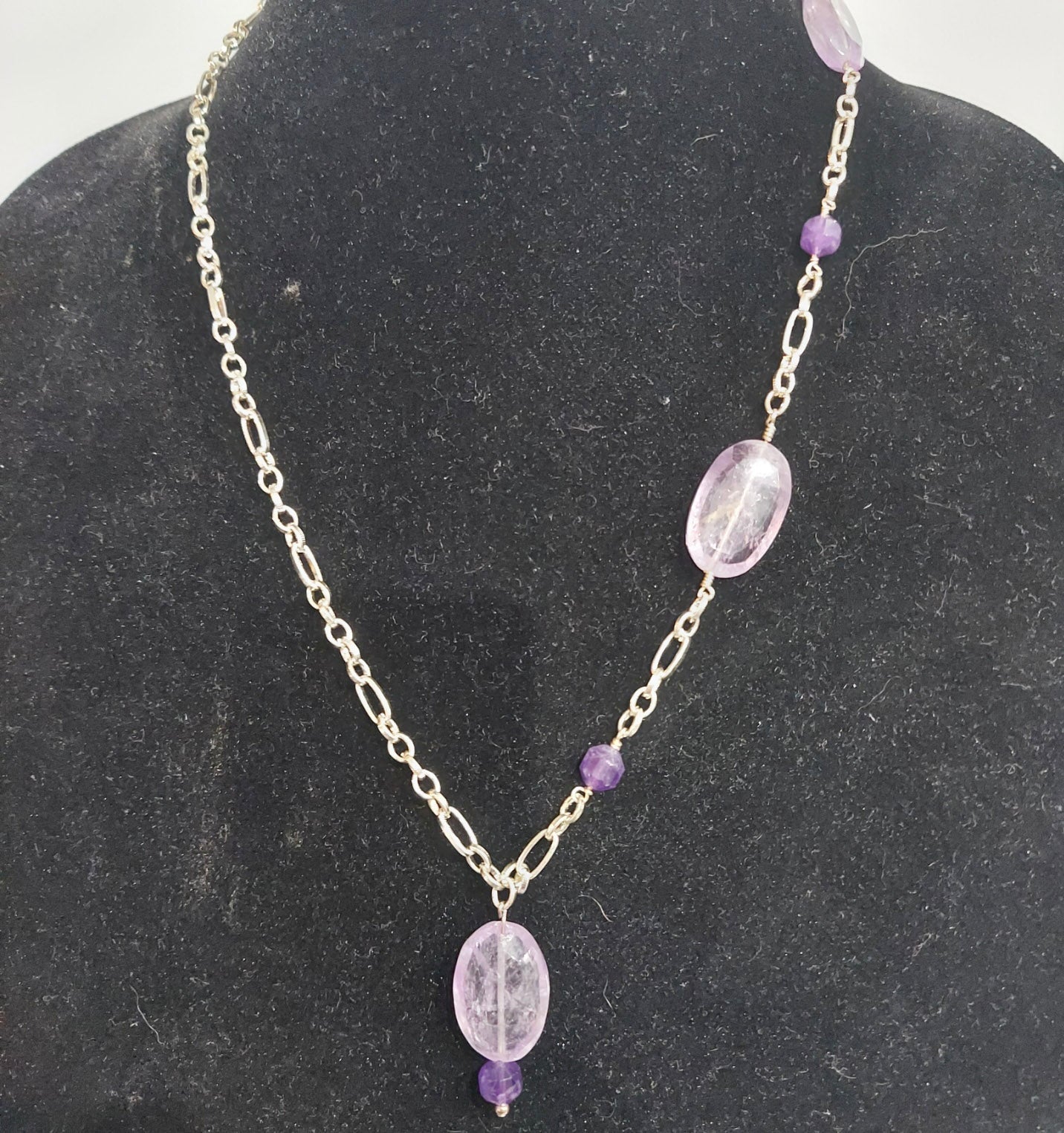 Lavender Amethyst Asymetric Necklace "Lilac"