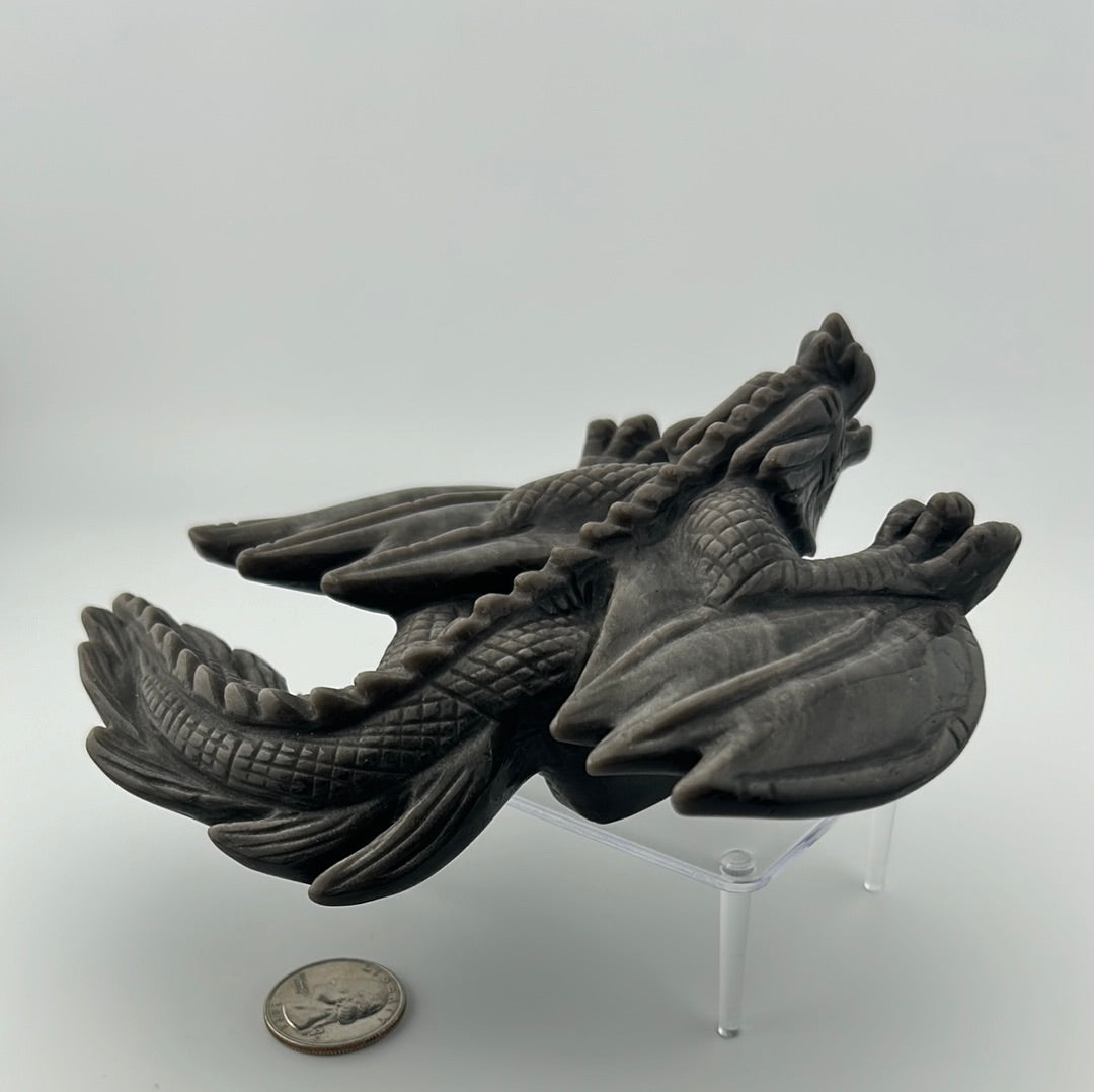 Silver Sheen Obsidian Dragon