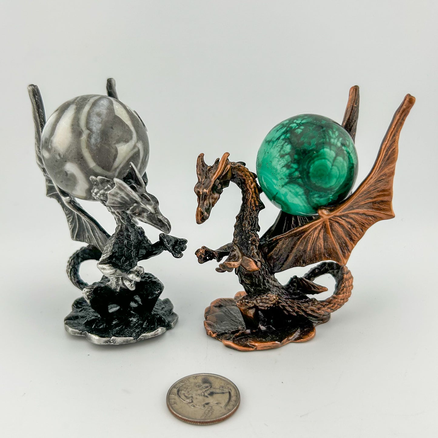 Antiqued Silver Dragon Sphere Holder