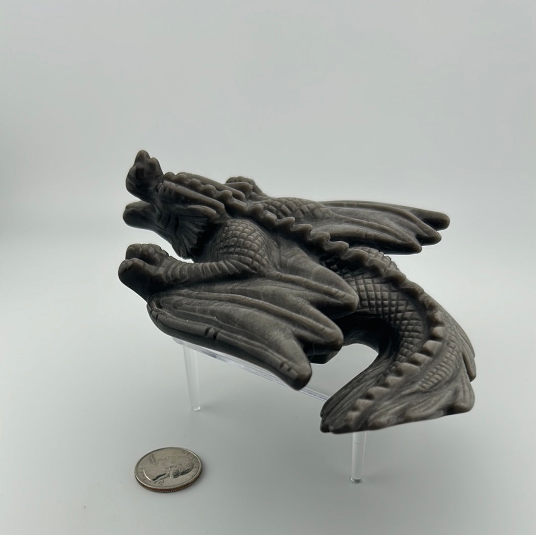 Silver Sheen Obsidian Dragon