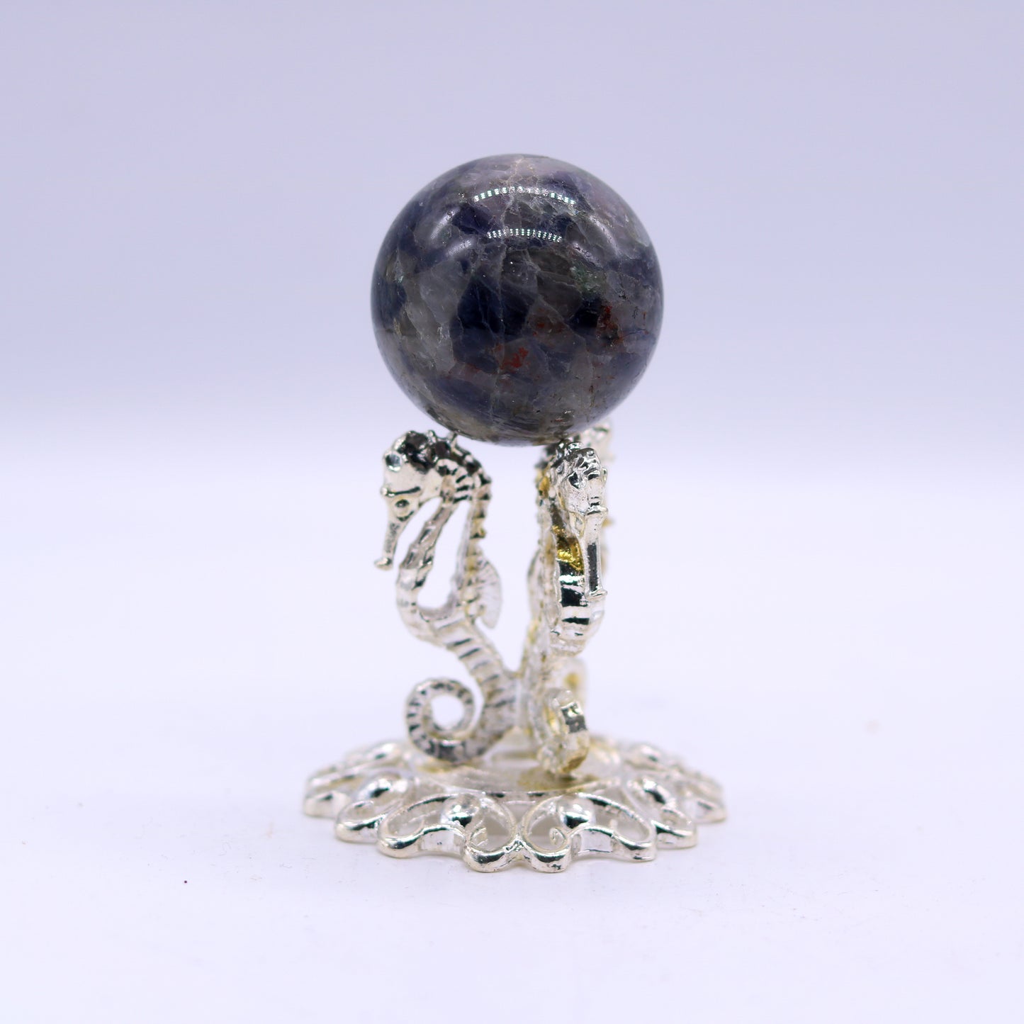 Silver Seahorse Sphere Holder