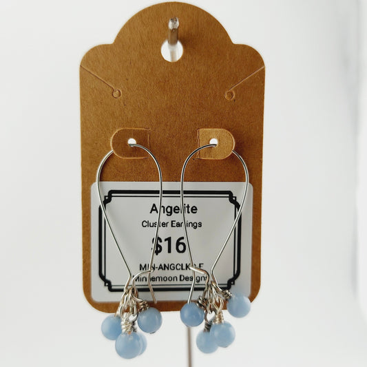 Angelite cluster earrings, kidney wires