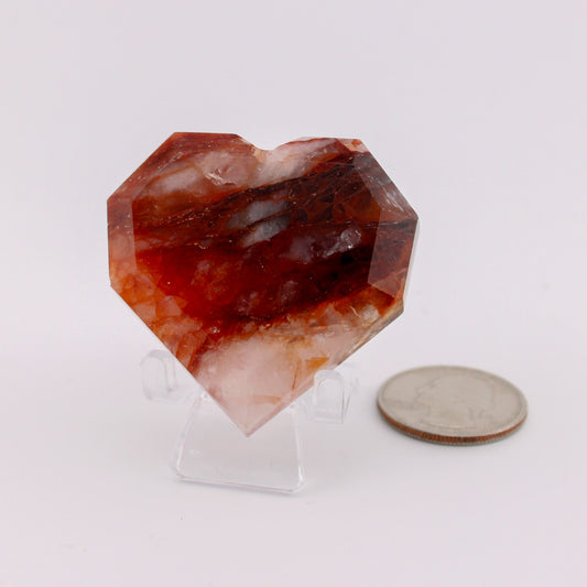 Fire Quartz Geometric Heart Shape